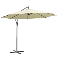 Outsunny Φ10' Deluxe Cantilever Umbrella Outdoor Market Parasol Banana Hanging Offset Sunshade Crank Cross Base Beige(m-13)