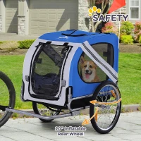 Aosom Dog Bike Trailer Pet Cart Bicycle Wagon Cargo Carrier Attachment for Travel with 3 Entrances Large Wheels for Off-Road & Mesh Screen, White(m-7)