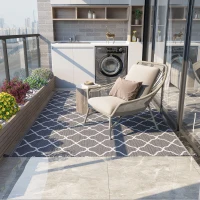 Outsunny Waterproof  Outdoor Rug, 6' x 9' RV Rug Reversible Mat for Backyard, Deck, Picnic, Beach, Camping, Grey & White Net(m-8)