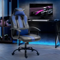 Vinsetto Office Chair High Back Racing Style Gaming Chair Adjustable PU Leather Swivel Computer Task Seat with Lumbar Support and Pillow Blue(m-1)