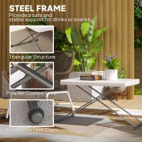 Outsunny Folding Outdoor Patio Table, 3-Level Adjustable Camping Table Picnic Table with HDPE Top, Steel Legs, White(m-7)