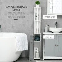 kleankin Bathroom Storage Cabinet with Open Shelves, Grey(m-4)
