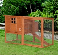 PawHut 66" Chicken Coop Wooden Hen House Rabbit Hutch Poultry Cage Pen Backyard with Nesting Box and Outdoor Run(m-8)