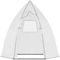Outsunny 63" x 54" x 71" Tent-Style Mini Greenhouse, Portable Hot House for Plants with Zipper Roll Up Door and Window for Outdoor, Garden, Patio, White(m-1)