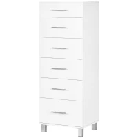 HOMCOM Chest of Drawers, Dresser with 6 Drawers for Bedroom, 6 Drawer Dresser for Living Room, White(m-2)