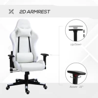 Vinsetto High Back Gaming Chair with RGB LED Lights, Adjustable Arms, and Lumbar Support, Racing Office Computer Chair with Head Pillow, White / Black(m-8)