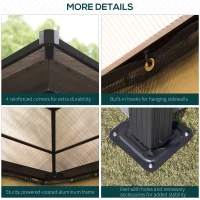Outsunny 10' x 12' Hardtop Gazebo Canopy with Polycarbonate Roof, Aluminum Frame, Permanent Pavilion Outdoor Gazebo with Netting, for Patio, Garden, Backyard, Deck, Lawn, Black, Beige(m-6)