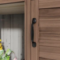 Outsunny Potting Bench Table with Sink, Outdoor Work Bench Table with Storage Cabinet, Hooks, Removable Sink, Faucet and Drawer for Greenhouse, Garden, Patio, Dark Brown(m-9)