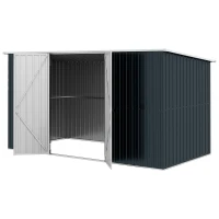 Outsunny 11.2' x 5.6' Storage Shed w/ Lockable Door, Galvanized Metal Utility Outdoor Shed for Backyard, Bike, Patio, Cold Gray(m-1)