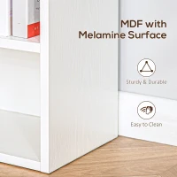 HOMCOM 6-Tier Tall Bookcase, Modern Storage Bookshelf, Display Shelves, Floor Standing Shelving, Display Rack for Living Room, Home Office, White(m-5)