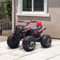Aosom 12V 4 Wheeler Kids ATV with Music, Headlights for 37-60 Months Boys and Girls, Red(m-10)