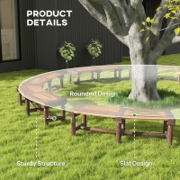 Outsunny Wooden Outdoor Bench, Wrap Around Tree Bench with Slatted Seat for Yard, Garden, Deck, Lawn, Brown(m-6)