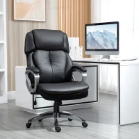 Vinsetto High Back Executive Chair Computer Ergonomic Task Seat PU Leather Swivel Chair for Office with Padded Armrests, Adjustable Height, Black(m-1)