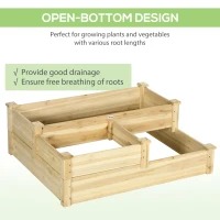 Outsunny 3 Tier Raised Garden Bed, Wooden Raised Planter Box Kit for Growing Vegetables, Herbs, Flowers, 42.5"x 34.6" x14.2", Natural(m-5)
