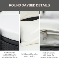 Outsunny 4 Pieces Patio PE Wicker Round Daybed, Outdoor Rattan Garden Lounge Furniture Sets, Cream(m-4)