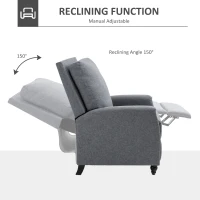 HOMCOM Modern Push Back Manual Recliner Chair Fabric Upholstered Armchair Home Lounge Sofa for Living Room & Bedroom(m-4)