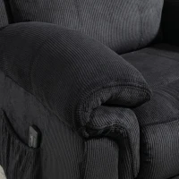HOMCOM Manual Recliner Chair with Vibration Massage, Side Pockets, Corduroy Reclining Chair for Living Room, Black(m-9)