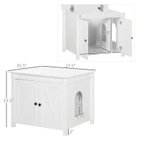 PawHut Cat Litter Box Enclosure with Openable Top, Cat Washroom Storage Side Table with Double Doors, Zinc Alloy Handles, for Indoor Use, White(m-3)