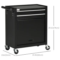 DURHAND 2-Drawer Rolling Tool Chest on Wheels, Metal Tool Cabinet for Warehouse, Workshop and Garage, Black(m-3)