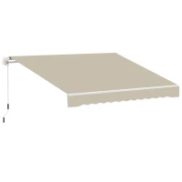 Outsunny 11' x 10' Retractable Awning Fabric Replacement Outdoor Sunshade Canopy Awning Cover, UV Protection, Cream White(m-11)