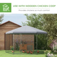 PawHut Chicken Coop with Cover for Outdoor Backyard, Chicken Run for 10-15 Chickens, Rabbits, Ducks, 13.1' x 11.4'(m-5)