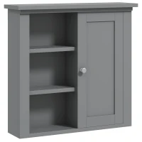 HOMCOM Bathroom Wall Cabinet, Wall Mounted Medicine Cabinet with 3 Open Shelves and Storage Cupboard for Laundry Room, Grey(m-11)