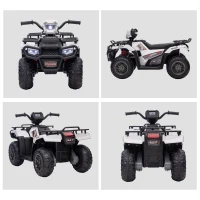Aosom 12V Kids ATV Quad, 4 Wheeler Battery Powered Electric Vehicle with Music MP3, Headlights, High Low Speed, Treaded Tires, for Boys and Girls Ages 37-60 Months, White(m-9)