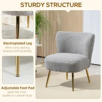 HOMCOM Lounge Chair for Bedroom Living Room Chair with Soft Upholstery and Gold Legs Charcoal Grey(m-6)