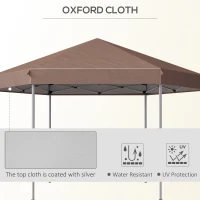 Outsunny 13 x 11.3ft Portable Pop-up Gazebo, Hexagon Adjustable Height Folding Canopy Tent with Carrying Bag for Outdoor Wedding Party, Brown(m-6)