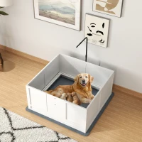 PawHut Whelping Box for Puppies with Pee Pad, Pig Rail, Adjustable Door for Small, Medium & Large Breed Dogs Birth, 41" x 39"(m-10)