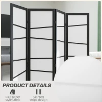 HOMCOM 5.6ft Folding Room Divider, 4 Panel Wall Partition with Wood Frame for Bedroom, Home Office, White(m-4)