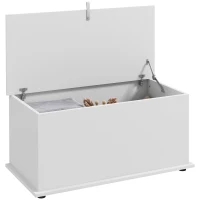 HOMCOM 31.5" Storage Chest with 2 Safety Hinges, Storage Box Organizer with Flip-Top Lid, Entryway Storage Bench, Oak(m-11)