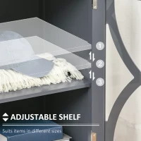 HOMCOM Kitchen Sideboard, Glass Door Buffet Cabinet, Bathroom Storage Cabinet with Adjustable Storage Shelf for Dining Room, Living Room, Grey(m-6)