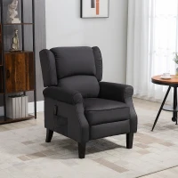 HOMCOM Massage Recliner Chair for Living Room, Push Back Recliner Sofa, Suede Wingback Reclining Chair with Extendable Footrest, Wood Legs, Remote Control, Side Pockets, Black(m-1)