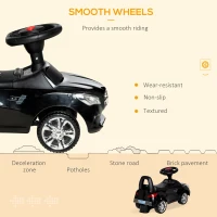 Aosom Kids Ride On Push Car, Foot-to-Floor Walking Sliding Toy Car for Toddler with Working Horn, Music, Headlights and Storage, Black(m-5)