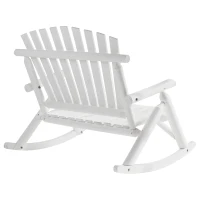 Outsunny Outdoor Wooden Rocking Chair, Double-Person Adirondack Rocking Patio Chair with Rustic High Back, Slatted Seat and Backrest for Indoor, Backyard, Garden, White(m-8)