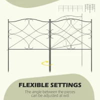 Outsunny 5 Pack Garden Fencing Linear Length 10 Feet Decorative Outdoor Fence Panels, Rustproof Metal Wire Border Edging Animal Barrier, 24 x 31-Inch per Piece, Black(m-5)