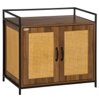 PawHut Shelved Hidden Litter Box Enclosure with Spacious Top and Interior, Large Cat Litter House End Table for Indoor Cats with Hidden Storage Cabinet Space(m-11)
