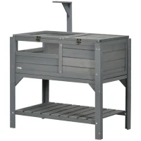 PawHut Tortoise Habitat with Shelf Storage Tortoise Gift Accessory with Weather Protection for Indoor, Gray(m-11)
