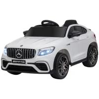 Aosom 12V/7AH Kids Ride on Car, Mercedes Benz AMG GLC63S Coupe, Electric Car with Remote Control, Handle, 2 Speed, with Music, Electric Light, Easy to Move, White(m-11)