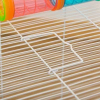 PawHut 3-Tier Large Toy-Filled Steel Small Animal Cage, Includes Exercise Wheel, Water Bottle, Food Dish, Light Blue(m-10)