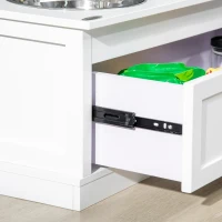 PawHut Large Elevated Dog Bowls with Storage Drawer Containing 11L Capacity, Raised Dog Bowl Stand Pet Food Bowl Dog Feeding Station, White(m-8)