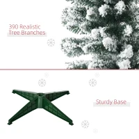 HOMCOM 6' Snow Flocked Artificial Pencil Christmas Tree, Slim Xmas Tree with Realistic Branches and Plastic Base Stand for Indoor Decoration, Green(m-7)