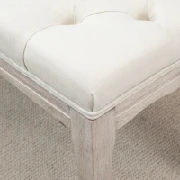 HOMCOM 43" Upholstered Entryway Bench, Linen Fabric Ottoman Stool with Button Tufted Seat, and Rubber Wood Legs for Living Room, Bedroom, or Hallway, Beige(m-8)