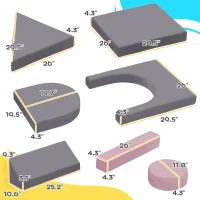 Qaba 12 Pieces Foam Climbing Blocks for Toddlers, Indoor Climb and Crawl Activity Play Set for Boys and Girls, Gray(m-3)