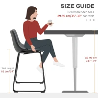 HOMCOM Counter Height Bar Stools, Vintage PU Leather Barstools with Footrest for Dining Room, Home Bar, Kitchen, Set of 2, Black(m-6)