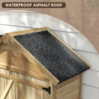 Outsunny Wooden Garden Shed Outdoor Storage Cabinet with Waterproof Asphalt Roof Lockable Doors Shelves for Backyard Natural(m-5)