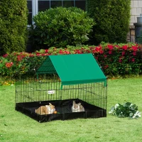 PawHut Metal Outdoor Small Animal Cage for Rabbits and Cats, Black(m-8)