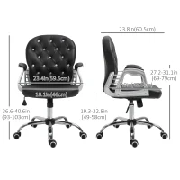 Vinsetto Office Chair, Comfortable Computer Desk Chair with Padded Seat and Adjustable Height, Tufted Back, Black(m-3)