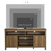 HOMCOM TV Stand for TVs up to 55", TV Unit with Storage Cupboard and Shelves, 55.1" x 15.7" x 27", Walnut(m-6)